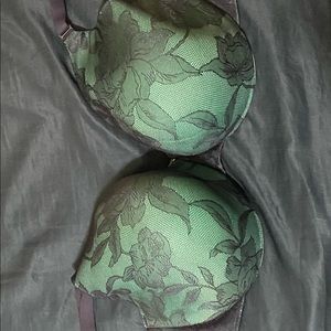 Blue lace pattern bra
